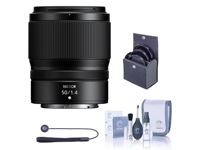 Nikon NIKKOR Z 50mm f/1.4 Lens, Bundle with 62mm Filter Kit, Cleaning Kit and Lens Cap Tether