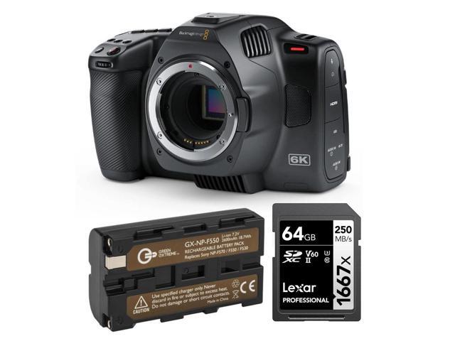 Blackmagic Design Pocket Cinema Camera 6K G2 + 64GB V60 Memory Card + Extra Battery Pack