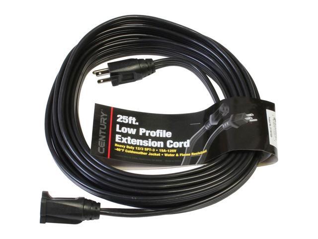 Milspec 25' Heavy Duty 12/3 SPT-3 Low Profile Flat Extension Cord, Black