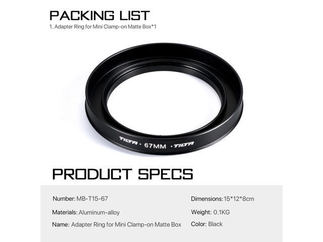 Tilta 67mm Adapter Ring for Mini Clamp-on Matte Box, Black #MB-T15-67