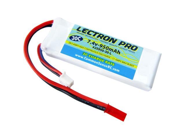 COMMON SENSE RC Lectron Pro 7.4V 950mAh 30C Li-Po Battery with JST Connector