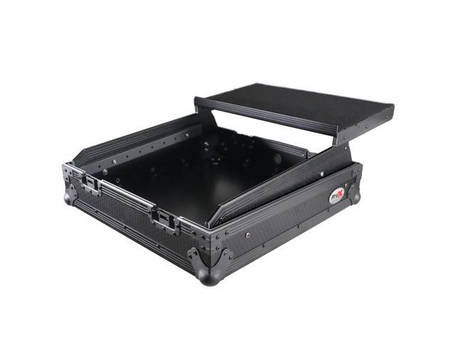 ProX XS-19MIXLT ATA-300 Style 10U Top Mount 19' Slanted Rackmount Mixer Case, Black on Black