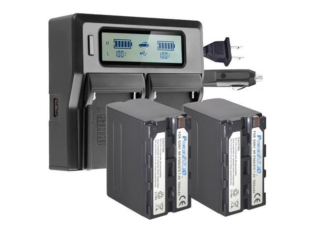 Power2000 2x Sony L-Series NP-F970 7.4V 7000mAh Lithium-Ion Battery with Dual Bay LCD Charger