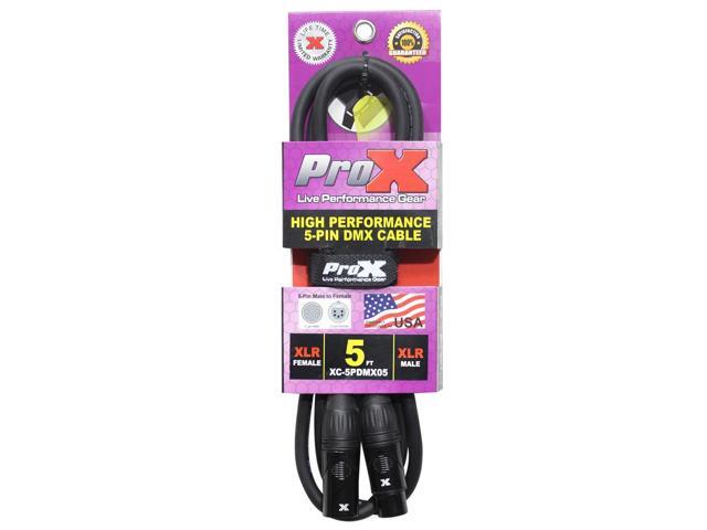 ProX XC-5PDMX05 5 Ft. DMX XLR5-M to XLR5-F High Performance Data Cable