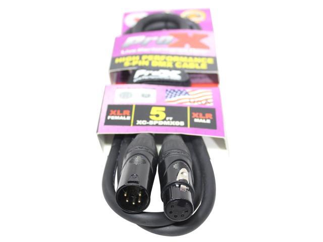 ProX XC-5PDMX05 5 Ft. DMX XLR5-M to XLR5-F High Performance Data Cable