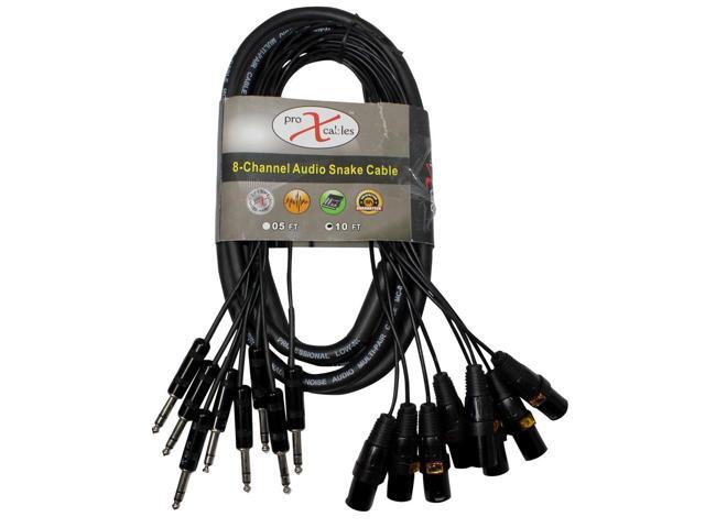 ProX XC-8SXM10 10' 8-Channel XLR3M to 1/4' TRS Balanced Snake Cord