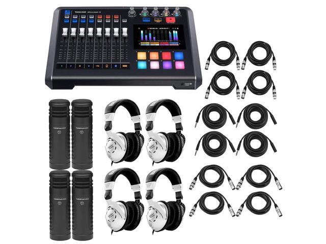Tascam Mixcast 4 Podcast Station Bundle with 2x Microphone Cable, 2x Dynamic Broadcast Microphone, 2x High-Performance Studio Headphones, 2x...