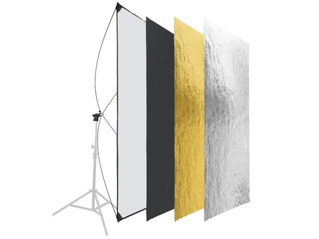 Glow Light Reflector Panel for Photo Studio Photography 35 x 70' with Stand Bracket Rotating Rod Adapter, Aluminum Rods, Carry Bag