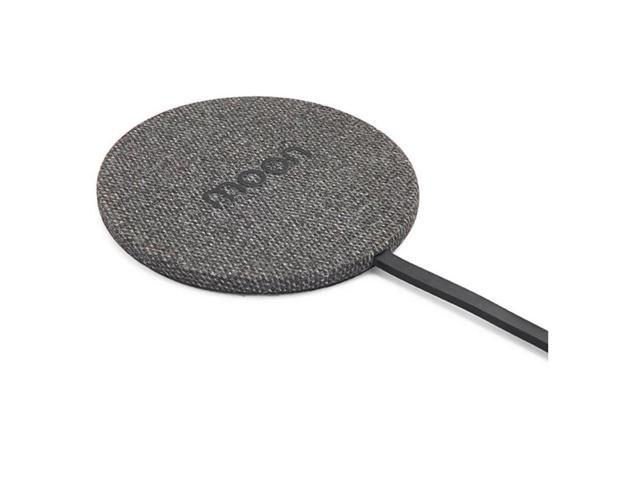 Orbit Moon Wireless Smartphone Charger with QC3.0 Wall Charger, Black Fabric
