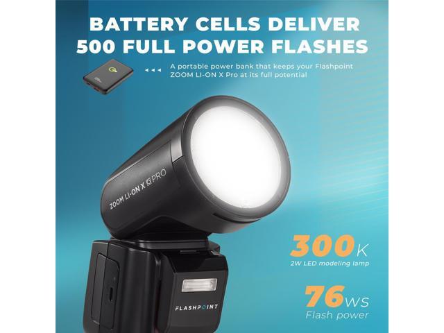 Flashpoint Zoom Li-on X PRO R2 TTL On-Camera Round Speedlight Flash for Panasonic & Olympus with 10000mAh 38.5Wh Qi Wireless Portable Power Bank