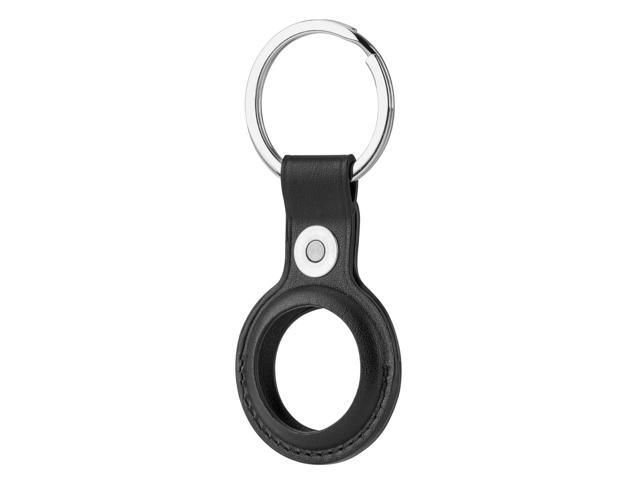 Slinger Slinger Leather Case for AirTag Finder, Anti-Scratch Protective Skin Cover with Keychain Compatible with AirTags 2021 (Black)