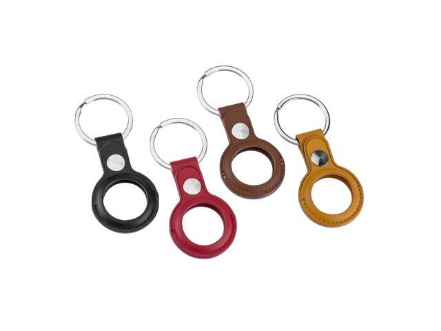 Slinger Slinger Leather Case for AirTag Finder, Anti-Scratch Protective Skin Cover with Keychain Compatible with AirTags 2021, 4 Pack