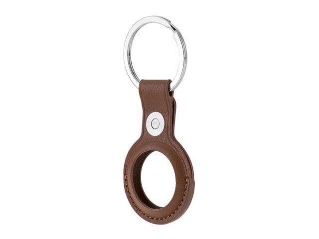 Slinger Slinger Leather Case for AirTag Finder, Anti-Scratch Protective Skin Cover with Keychain Compatible with AirTags 2021 (Brown)