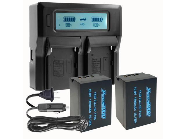 Power2000 2x Fujifilm NP-T125 10.8V 1400mAh Lithium-Ion Battery with Dual Bay LCD Charger