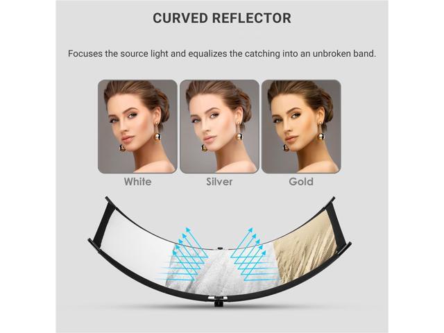 Glow ArcLight II Curved Light Reflector Kit, a Portable Photography Reflector for Studio, Photo, Video, Portrait w/White Light Reflector, Gold...