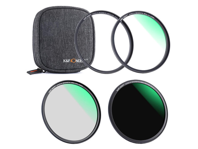 K & F Concept 77mm 3-Piece Magnetic Lens Filter Kit with MCUV, CPL and ND1000 HD Filters