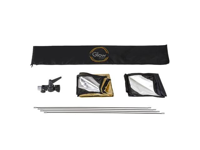 Glow Light Reflector Panel for Photo Studio Photography 35 x 70' with Stand Bracket Rotating Rod Adapter, Aluminum Rods, Carry Bag