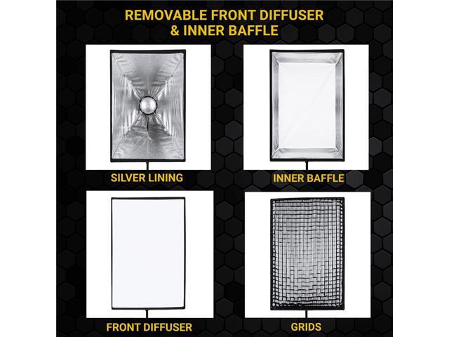 Glow Glow EZ Lock Softbox To Go Kit - Glow EZ Lock 24x36' Quick Strip Rectangular Bowens Mount Softbox Lighting Kit with External and Internal...