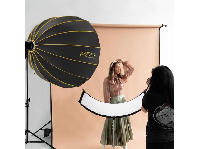Glow EZ Lock 48' Deep Parabolic Quick Softbox + Glow ArcLight II Curved Light Reflector Kit Including White, Gold and Silver Reflectors, Bowens...