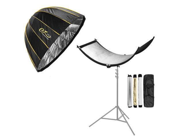 Glow EZ Lock 48' Deep Parabolic Quick Softbox + Glow ArcLight II Curved Light Reflector Kit Including White, Gold and Silver Reflectors, Bowens...