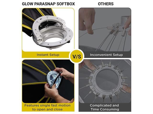 Glow ParaSnap 36' Octa SterlingFibre Bowens Mount Softbox with Flashpoint XPLOR 300/400 Mount Speedring, Parabolic Softbox w/Quick Speedring Swap...