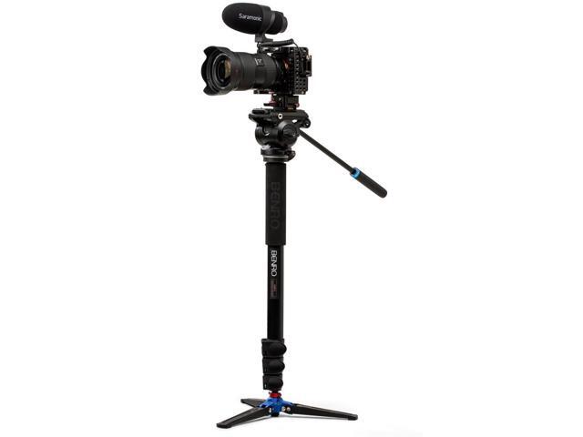 Benro A48FD Classic Aluminum Video Monopod, 3-Leg Base and S4 PRO Flat Base Fluid Video Head, Payload 8.8 lbs
