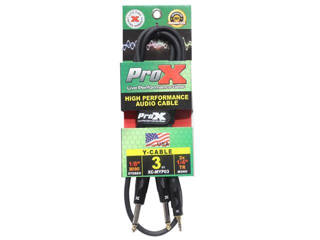 ProX XC-MYP03 3 Ft. Unbalanced 3.5mm. Mini-TRS to Dual TS-M High Performance Audio Y Cable