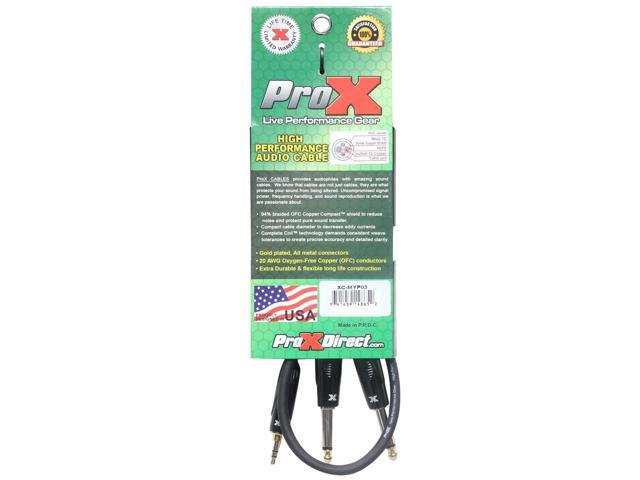 ProX XC-MYP03 3 Ft. Unbalanced 3.5mm. Mini-TRS to Dual TS-M High Performance Audio Y Cable