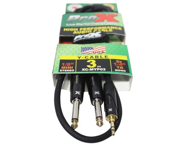 ProX XC-MYP03 3 Ft. Unbalanced 3.5mm. Mini-TRS to Dual TS-M High Performance Audio Y Cable