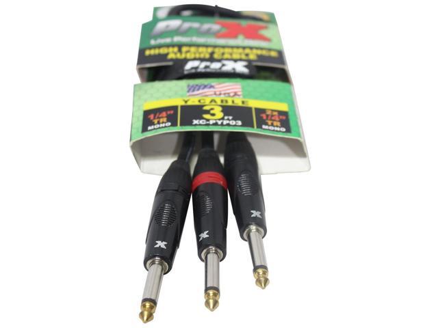 ProX XC-PYP03 3' 1/4' TS-M to Dual 1/4' TS-M High Performance Audio Cable