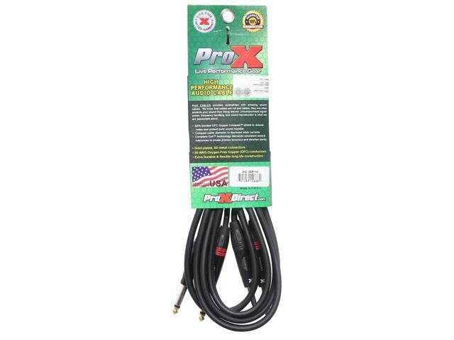 ProX XC-DP10 10 Ft. High Performance Dual 1/4 TS Male to Dual 1/4 TS Male Unbalanced Audio Cable