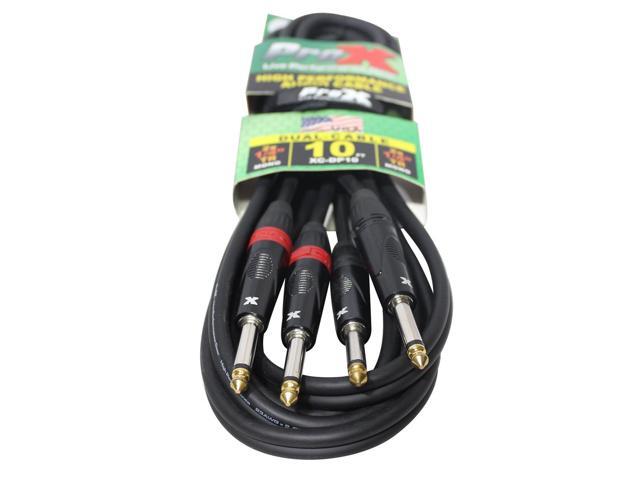 ProX XC-DP10 10 Ft. High Performance Dual 1/4 TS Male to Dual 1/4 TS Male Unbalanced Audio Cable