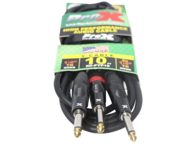 ProX XC-PYP10 10' 1/4' TS-M to Dual 1/4' TS-M High Performance Audio Cable