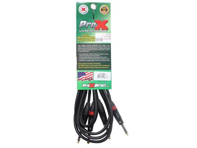 ProX XC-DTRS10 10 Ft. Balanced Dual 1/4' TRS-M to Dual 1/4' TRS-M High Performance Audio Cable