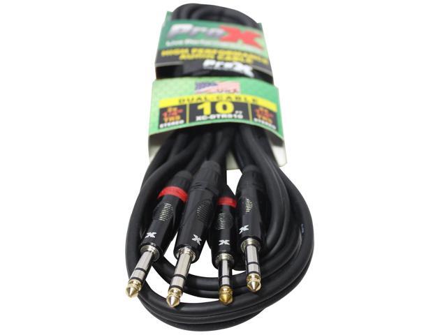ProX XC-DTRS10 10 Ft. Balanced Dual 1/4' TRS-M to Dual 1/4' TRS-M High Performance Audio Cable