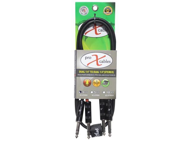 ProX XC-DTRS3 3 Ft. Balanced Dual 1/4' TRS-M to Dual 1/4' TRS-M High Performance Audio Cable