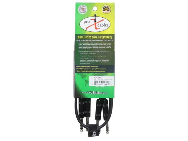 ProX XC-DTRS3 3 Ft. Balanced Dual 1/4' TRS-M to Dual 1/4' TRS-M High Performance Audio Cable