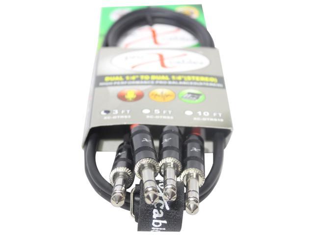 ProX XC-DTRS3 3 Ft. Balanced Dual 1/4' TRS-M to Dual 1/4' TRS-M High Performance Audio Cable