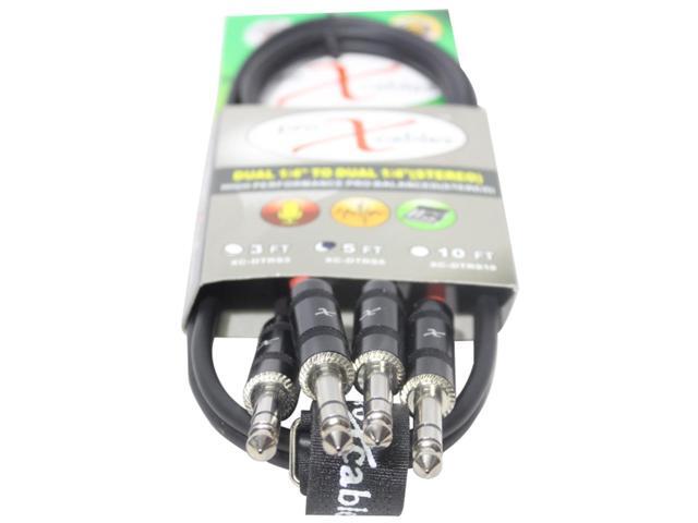 ProX XC-DTRS5 5 Ft. Balanced Dual 1/4' TRS-M to Dual 1/4' TRS-M High Performance Audio Cable