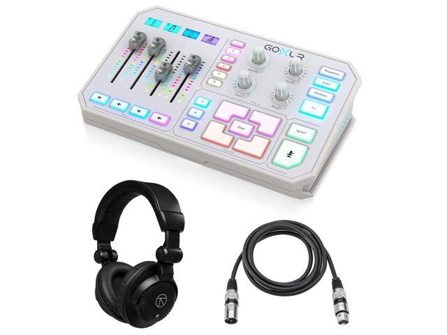TC Helicon GoXLR 4-Ch USB Streaming Mixer, White w/TAPH100 Headphones, Mic Cable