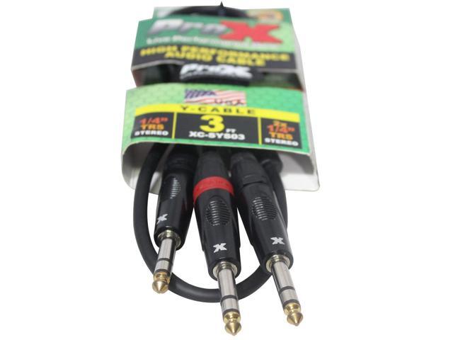 ProX XC-SYS03 3' 1/4' TRS-M to Dual 1/4' TRS-M High Performance Audio Cable