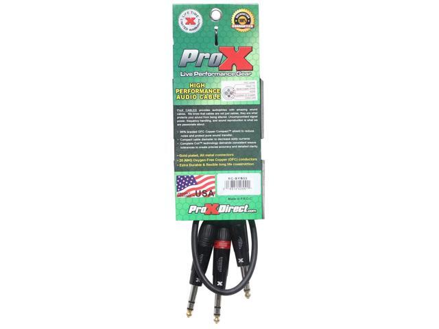 ProX XC-SYS03 3' 1/4' TRS-M to Dual 1/4' TRS-M High Performance Audio Cable
