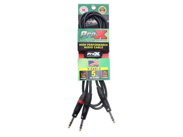 ProX XC-SYS05 5' 1/4' TRS-M to Dual 1/4' TRS-M High Performance Audio Cable