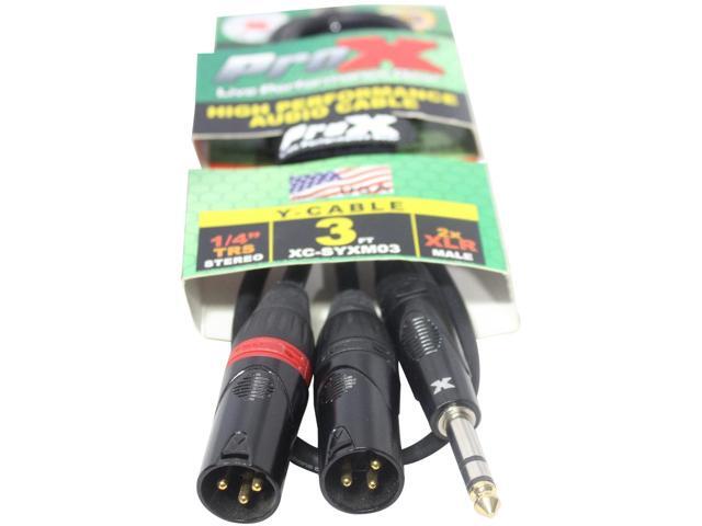 ProX XC-SYXM03 3' 1/4' TRS-M Stereo to Dual XLR3-M High Performance Y Cable