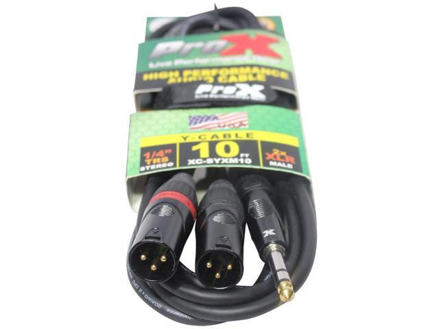 ProX XC-SYXM10 10' 1/4' TRS-M Stereo to Dual XLR3-M High Performance Y Cable