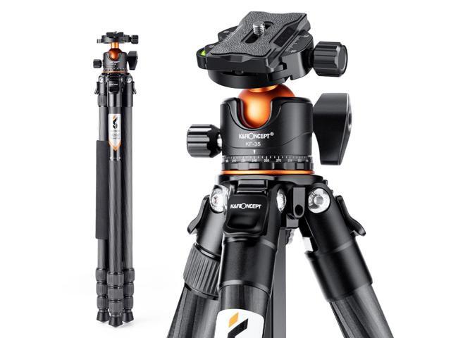 K & F Concept A254C4 4-Section Carbon Fiber Travel Tripod/Monopod with Ball Head, Black