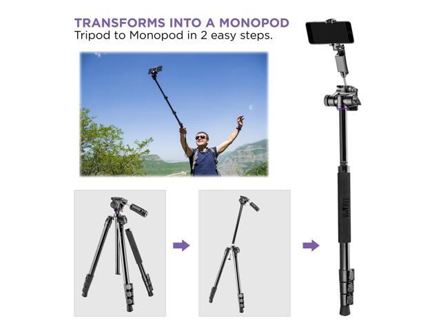 Takama Flip-Zip Tripod Monopod Kit, for Camera andSmartphone with Mount Head and Lightweight Compact Bag for Multi-Functional Photo, Video and...