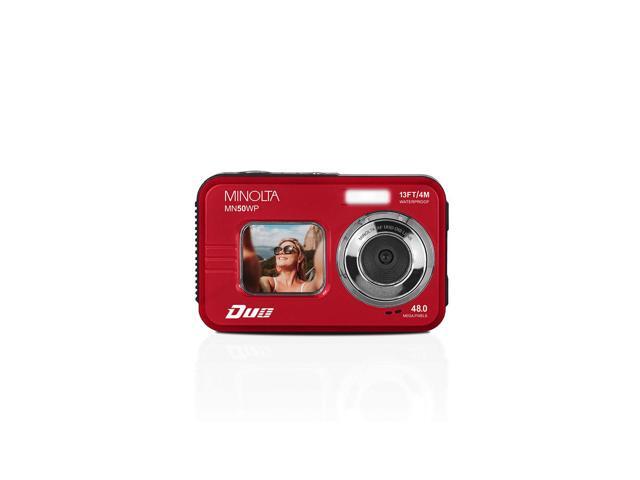 Minolta Minolta Duo MN50WP 48 MP AF 5K Ultra HD Waterproof Digital Camera with Dual Front & Rear LCD, Red