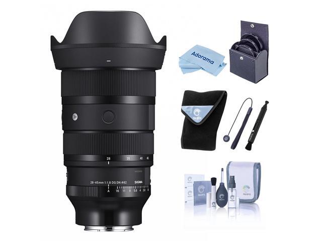 Sigma 28-45mm f/1.8 DG DN ART Lens for Sony E, Black, Bundle with 82mm Filter Kit, Lens Wrap, Cleaning Kit, Lens Cap Tether and Cleaning Cloth