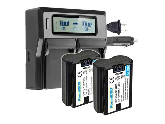 Power2000 2x Fuji NP-W235 7.2V 2400mAh Lithium-Ion Battery with Dual Bay LCD Charger